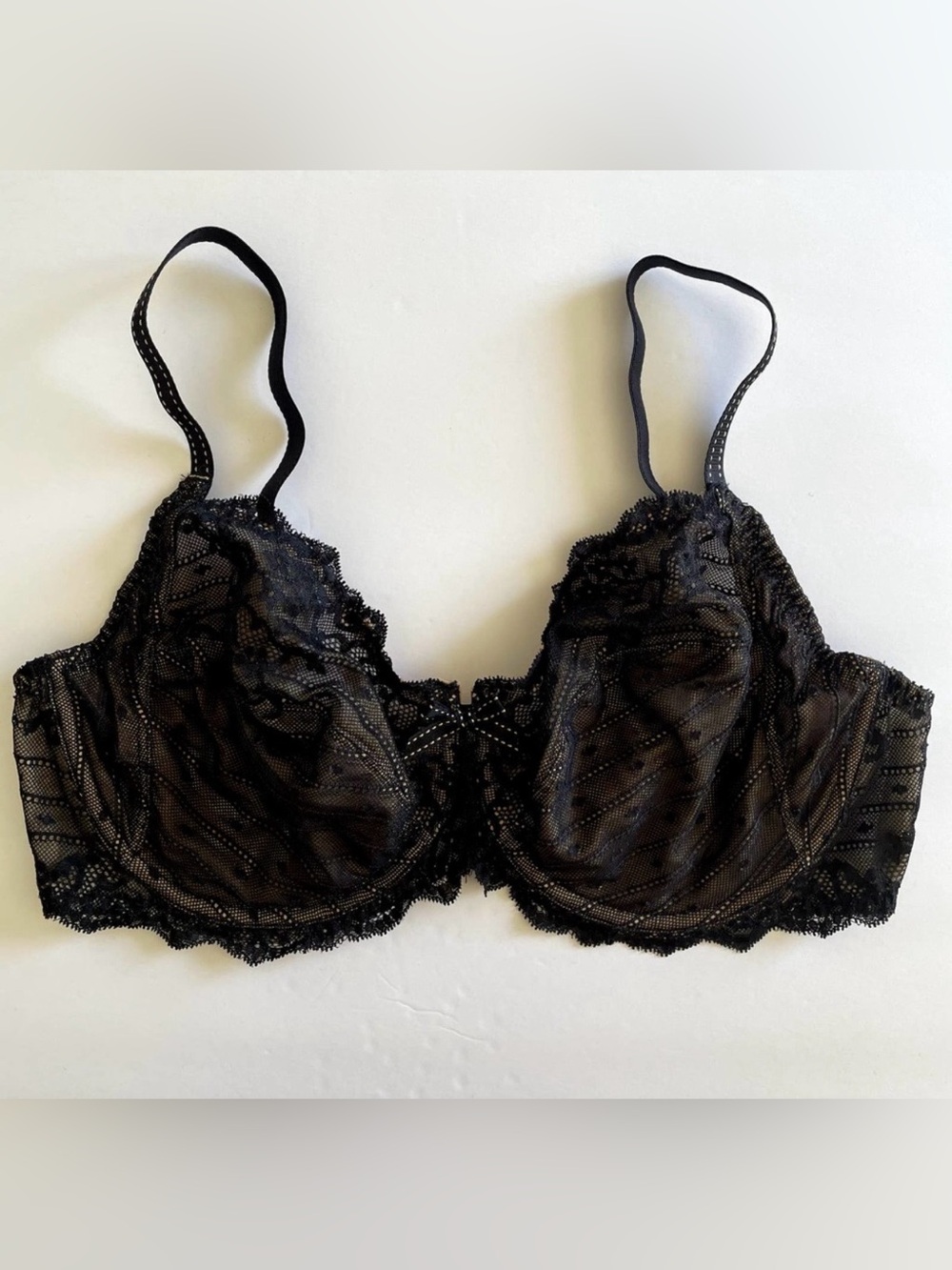 Chantelle Bra Womens 38DD Black Lace Rive Gauche Side Support Bra NWOT New